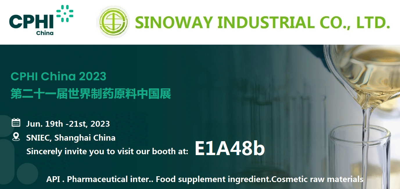 Sinoway sincerely invite you to visit our booth E1A48 at CPhI China 2023